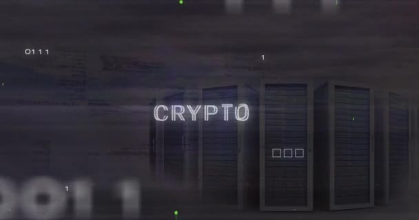Animation Texte Crypté Codes Binaires Langage Informatique Sur Racks Serveur — Video