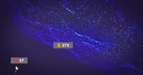 Анимация Панелей Уведомлений Над Точками Формирующих Динамический Шаблон Абстрактном Фоне — стоковое видео