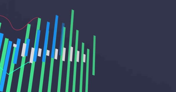 Animation Der Statistischen Datenverarbeitung Vor Blauem Hintergrund Computerschnittstelle Und Geschäftsdaten — Stockvideo