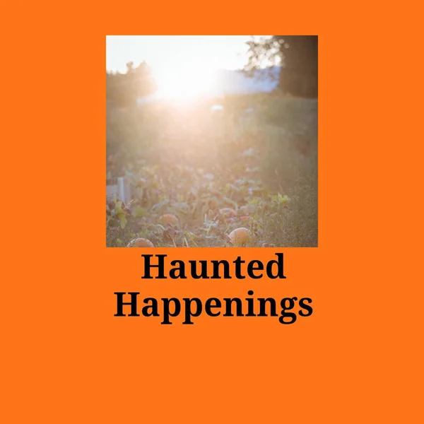 Komposition Aus Gespenstischem Happening Text Und Gruseliger Halloween Kulisse Auf — Stockfoto