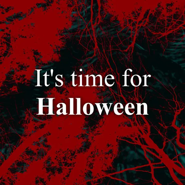 Čas Halloween Text Halloween Červený Kouř Černém Pozadí Halloween Tradice — Stock fotografie