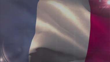 Fransa bayrağı dalgalanmasına karşı borsa veri işleme animasyonu. Ulusal ekonomi ve iş teknolojisi kavramı