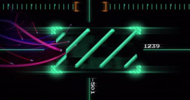 Görüntü bulucudaki çizgilerin canlandırılması ve siyah arkaplan üzerinde spiral desenli rakamların değiştirilmesi. Dijital olarak üretilmiş, hologram, illüstrasyon, aydınlanma, büyüme, soyut ve iş konsepti.