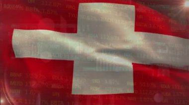 Değişken bayrak sallamaya karşı borsa veri işleme animasyonu. Ulusal ekonomi ve iş teknolojisi kavramı