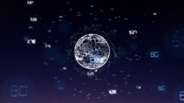 Dünya çapında 6G metin ağının animasyonu. Küresel ağlar, bağlantılar, veri işleme ve dijital arayüz kavramı dijital olarak oluşturulmuş video.