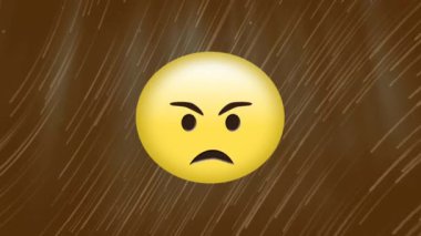 Fotokopi alanı olan grunge kahverengi arkaplan üzerinde kızgın yüz ifadelerinin animasyonu. Sosyal medya ağı ve iş teknolojisi kavramı