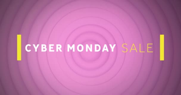 星期一网络销售文字横幅在紫色背景的同心圆上的动画 销售折扣和零售业务概念 — 图库视频影像