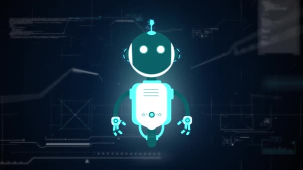 Animacja Ikony Chatbota Przetwarzanie Danych Globalna Sztuczna Inteligencja Połączenia Sieci — Wideo stockowe