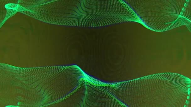 Glowing Green Energy Wave Flashing Light Black Background Abstract Data — Stock Video