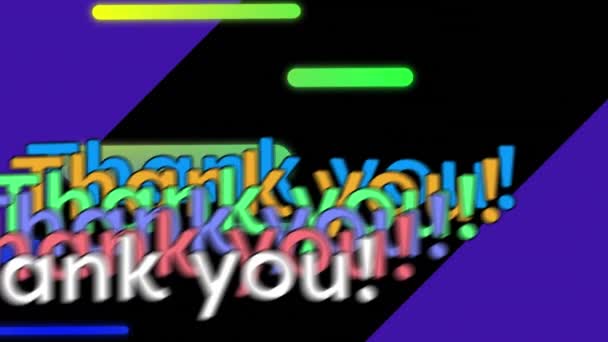 Изображение Баннера Благодарностью Над Светлыми Дорожками Синими Полосами Черном Фоне — стоковое видео