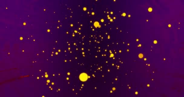 Parlayan Sarı Işık Parçacıkları Siyah Arkaplanda Yanıp Sönen Kırmızı Işık — Stok video