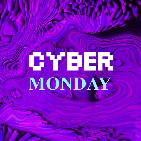 Composite Cyber Monday Text Purple Neon Lines Cyber Monday Online — Stock Photo, Image