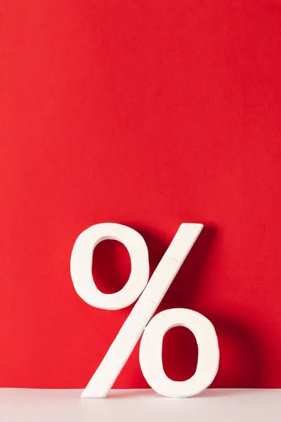 White Percent Sign Copy Space Red Background Black Friday Cyber — Stock Photo, Image
