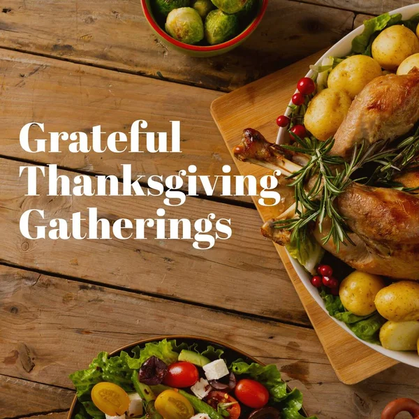 Ringraziamento Incontri Ringraziamento Testo Durante Cena Del Ringraziamento Sul Tavolo — Foto Stock
