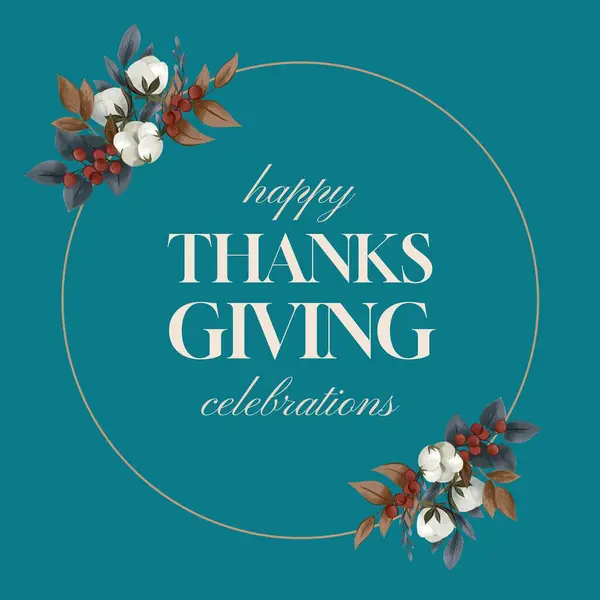 Zusammengesetzt Aus Fröhlichen Danksagungsfeiern Text Über Blumen Und Herbstblättern Thanksgiving — Stockfoto