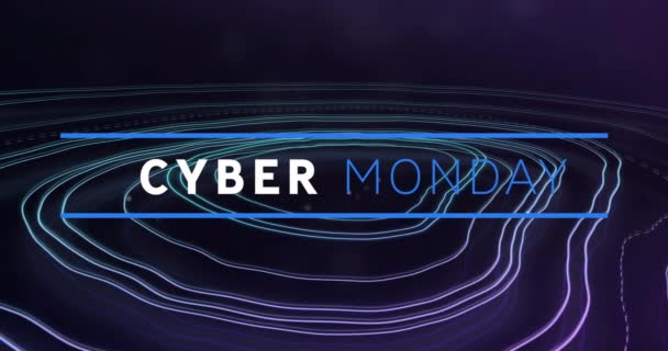 Animation Cyber Monday Text Banner Topography Purple Background Sale Discount — Stock Video