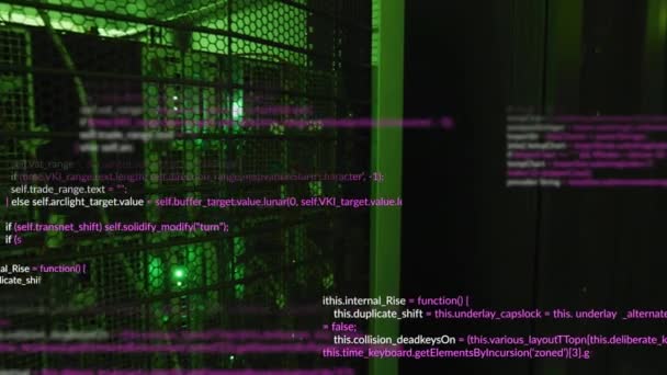 Animation Computer Language Illuminated Data Server Systems Server Room Digital — Stock Video