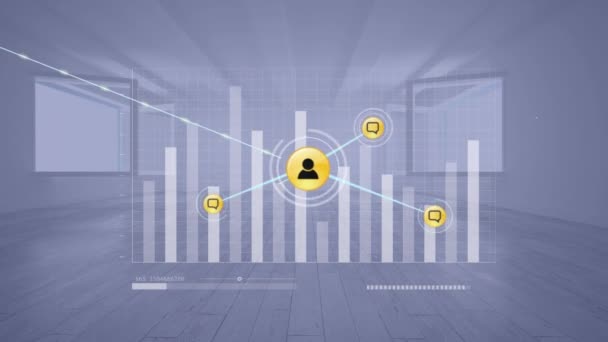 Animação Rede Conexões Com Ícones Sobre Processamento Dados Financeiros Conexões — Vídeo de Stock