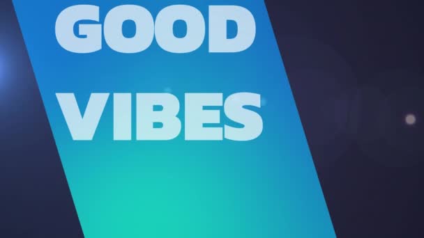 Animation Good Vibes Text Abstract Pattern Lens Flares Black Background — Stock Video