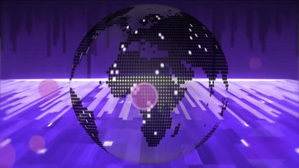 Animación Red Texto Sobre Globo Senderos Luz Púrpura Redes Globales — Vídeos de Stock