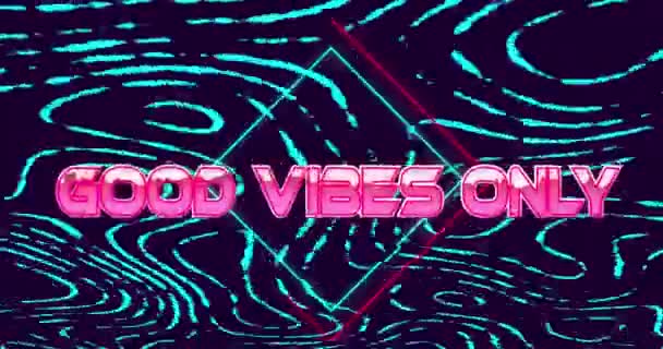 Animatie Van Goede Vibraties Alleen Tekst Ruitjes Met Cirkelvormig Patroon — Stockvideo