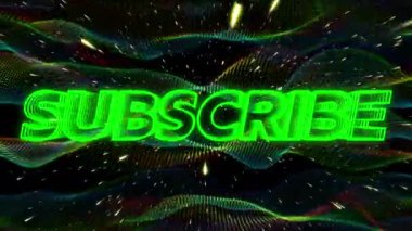 Neon abonesi üzerinden ışık izlerinin animasyonu siyah arkaplanda dijital dalgalara karşı metin afişi. Sosyal medya ağı ve iş teknolojisi kavramı