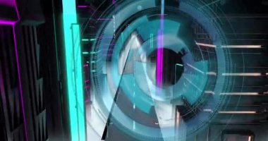 Meta evren üzerinde ikili kodlama ile dijital arayüzün animasyonu. küresel bağlantılar, ağlar, veri işleme ve dijital arayüz konsepti dijital olarak oluşturulmuş video.