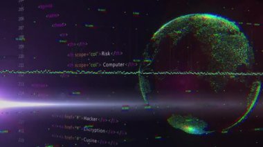 Dünya üzerindeki bağlantı ağının animasyonu. Dijital olarak oluşturulmuş küresel bağlantılar, ağlar, veri işleme ve dijital arayüz kavramı.