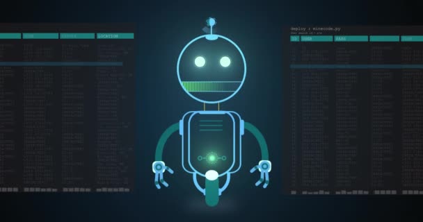 Animatie Van Chatbot Icoon Gegevensverwerking Mondiale Kunstmatige Intelligentie Verbindingen Netwerken — Stockvideo