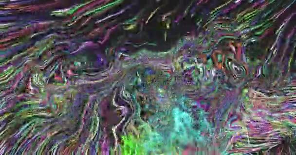 绿色和粉色的能量波覆盖在彩色液体涡旋背景上 连接和通信 — 图库视频影像