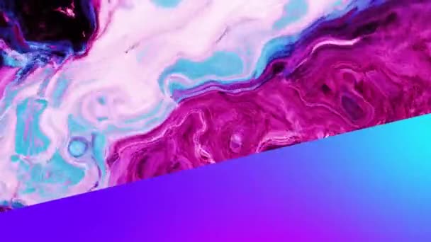 ピンクの液体の波形の背景の上に輝く紫色のパネル テクノロジー エネルギー デジタルインターフェイス 通信がデジタル生成されたビデオ — ストック動画