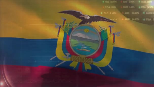 웨이브 에콰도르 플래그에 데이터 처리의 애니메이션 비즈니스 — 비디오