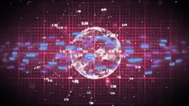 Animarea Rețelei Conexiuni Prelucrarea Datelor Tot Globul Rețele Globale Conexiuni — Videoclip de stoc