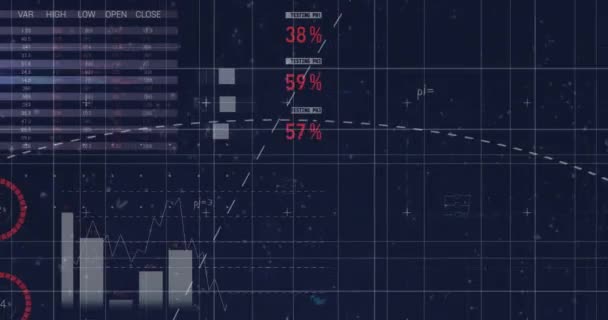 파란색 배경에 데이터 방정식의 애니메이션 비즈니스 데이터 — 비디오