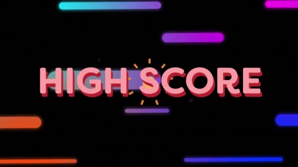 Animatie Van Hoge Score Tekst Banner Gradiënt Lichte Paden Abstracte — Stockvideo