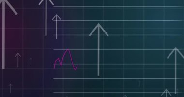 Birden fazla grafik içeren oklar ve siyah arkaplan üzerinde değişen sayılar animasyonu. Dijital olarak üretilmiş, hologram, illüstrasyon, rapor, aydınlanma, yön, büyüme ve iş konsepti.