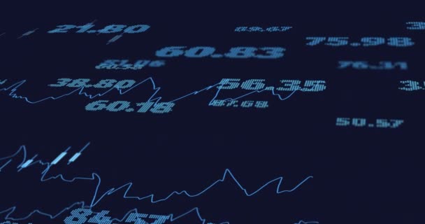 Анимация Графиков Изменение Числа Черном Фоне Цифровая Генерация Голограмма Иллюстрация — стоковое видео