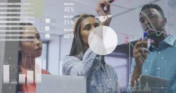 Animation Der Infografik Oberfläche Über Diverse Mitarbeiter Die Strategie Auf — Stockvideo