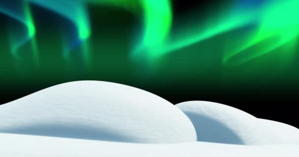 Animación Aurora Boreal Sobre Nieve Sobre Fondo Oscuro Invierno Navidad — Vídeos de Stock