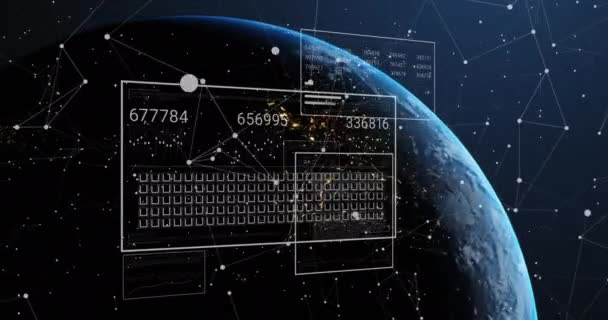 Animação Processamento Dados Sobre Globo Conceito Global Cibersegurança Computação Interface — Vídeo de Stock