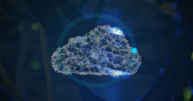 Soyut arkaplan üzerinde bulutlar oluşturan daireler ve bağlantılı noktaların canlandırılması. Dijital olarak oluşturulmuş, hologram, illüstrasyon, iş, ilerleme, bulut hesaplama, iletişim, teknoloji.