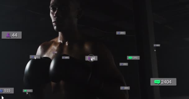 Afrika Kökenli Amerikalı Bir Adamın Ringde Antrenman Yapmadan Önce Isınma — Stok video