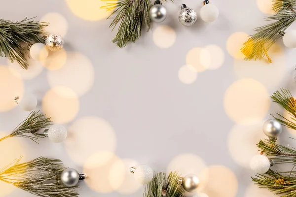 Natale Bagattelle Decorazioni Con Spazio Copia Sfondo Bianco Natale Addobbi — Foto Stock