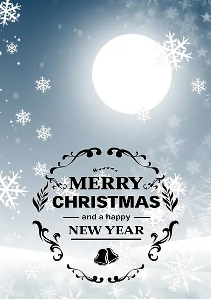 Composición Feliz Navidad Texto Feliz Año Nuevo Sobre Luna Llena —  Fotos de Stock