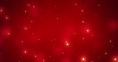 Kırmızı bokeh arka planında parlayan beyaz noel ışık parçacıkları. Noel, ışıklar, dekorasyon, kutlama ve gelenek dijital olarak oluşturulmuş video.