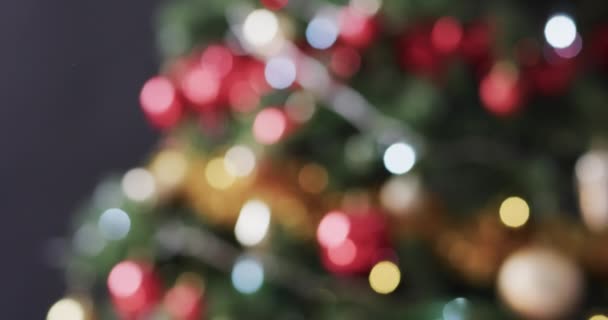 Video Bílého Hrnečku Vánoční Holí Vánoční Stromeček Světla Kopírovací Prostor — Stock video