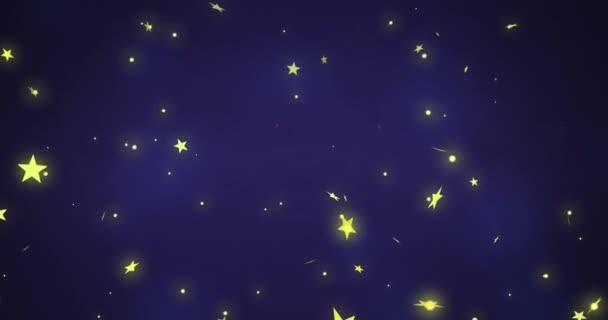 Світло Жовті Різдвяні Зоряні Вогні Рухаються Темно Синьому Фону Різдво — стокове відео