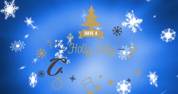 Animasi Memiliki Natal Holly Periang Dengan Tongkat Perhiasan Pohon Atas — Stok Video