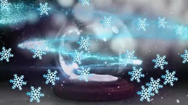 Animazione Della Sfera Neve Natale Sulla Neve Che Cade Nel — Video Stock