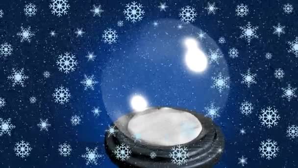 Animacja Bożonarodzeniowej Kuli Śnieżnej Nad Śniegiem Padającym Zimowej Scenerii Boże — Wideo stockowe